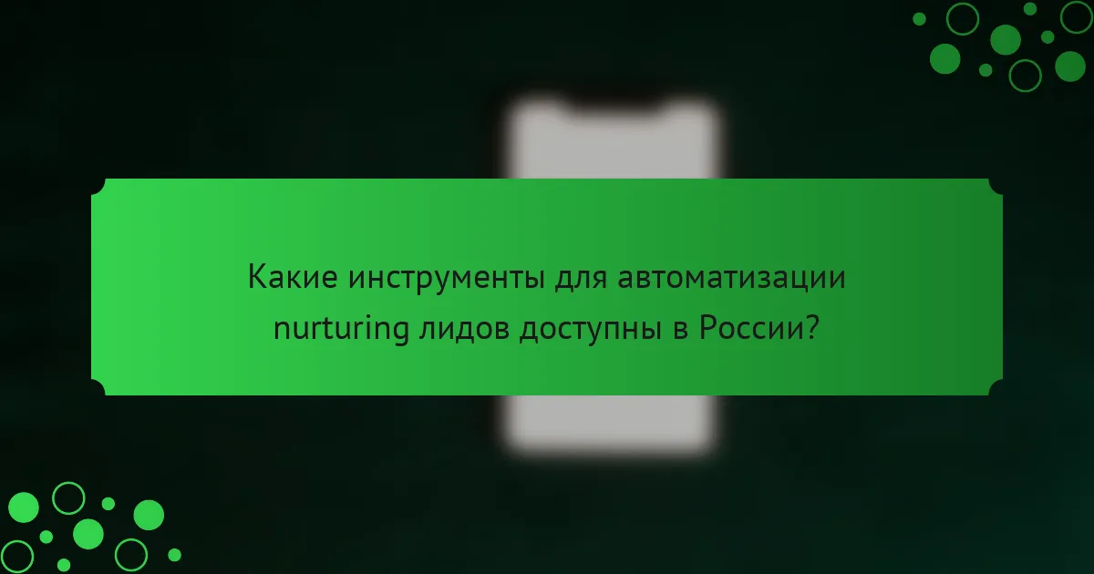 Какие инструменты для автоматизации nurturing лидов доступны в России?